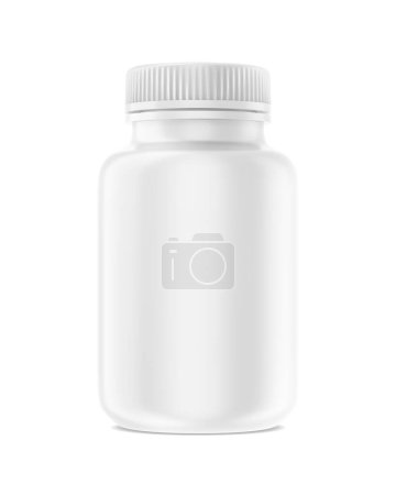 Foto de Píldoras botella en blanco aislado sobre un fondo blanco - Imagen libre de derechos