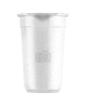 Téléchargez les photos : Modèle de tasse en plastique vierge avec couvercle isolé sur un fond blanc - en image libre de droit