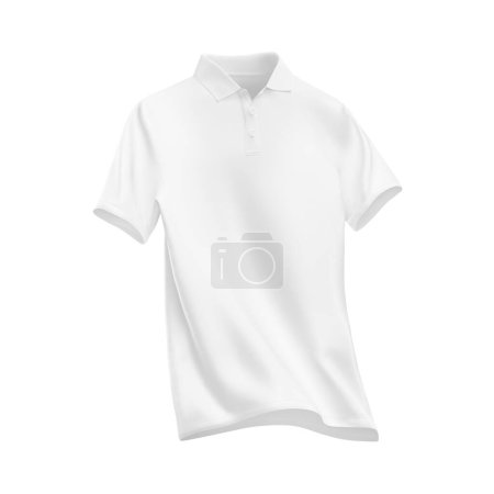 Photo for White blank Polo T-shirt template, natural shape, for your design mockup for print, isolated on white background. - Royalty Free Image