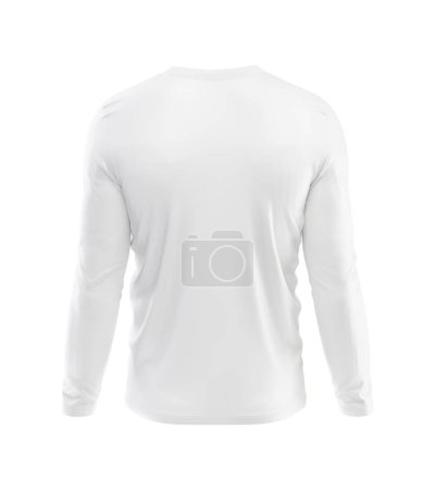 Téléchargez les photos : T-Shirt blanc manches longues modèle blanc isolé sur un fond blanc - en image libre de droit