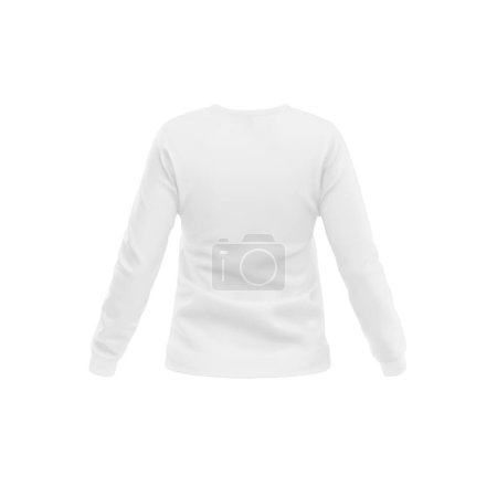 Foto de Mujer en blanco blanco camiseta de manga larga plantilla aislada sobre un fondo blanco - Imagen libre de derechos