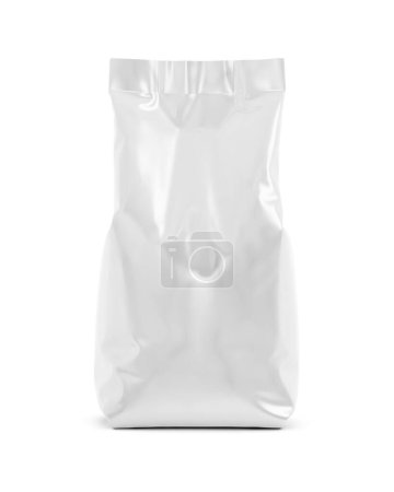 Foto de Una maqueta de la bolsa de café blanco aislada sobre un fondo blanco - Imagen libre de derechos