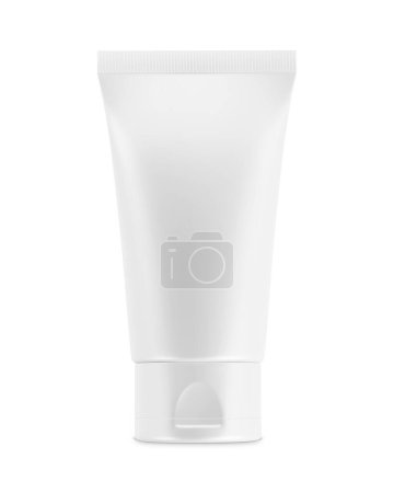 Téléchargez les photos : Un modèle de tube cosmétique blanc isolé sur un fond blanc - en image libre de droit