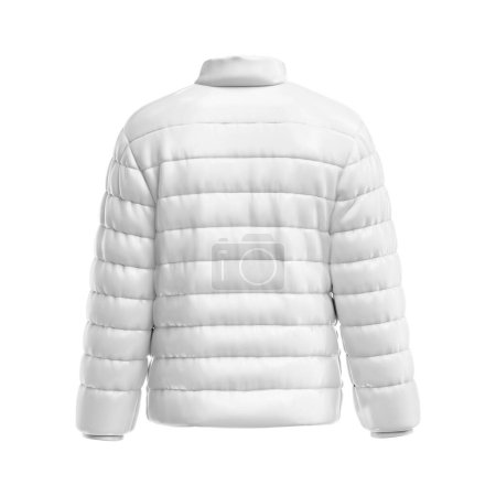 Foto de Una chaqueta de nylon blanca hacia abajo Vista posterior aislada sobre un fondo blanco - Imagen libre de derechos