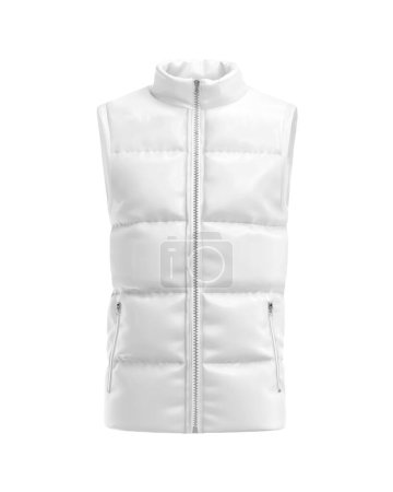 Photo for A White Down Nylon Vest Front View Isolated on a white Background - Royalty Free Image