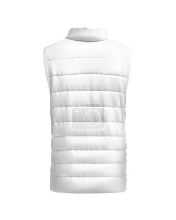 Photo for A White Down Nylon Vest Back View Isolated on a white Background - Royalty Free Image