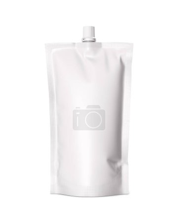 Téléchargez les photos : Un doypack blanc stand up pochette mockup isolé sur fond blanc - en image libre de droit