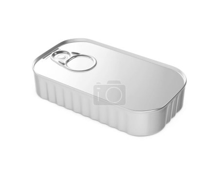 Foto de Una sardina en blanco puede maqueta aislado sobre un fondo blanco - Imagen libre de derechos