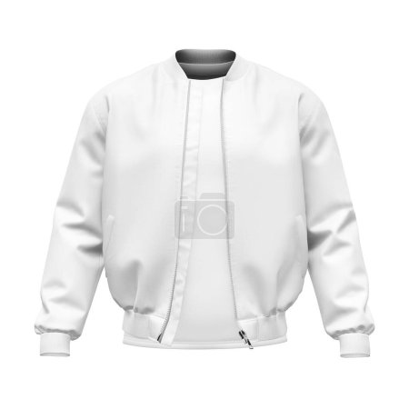 Photo for A white shirt with a blank bomber jacket isolated on a whit background - Royalty Free Image