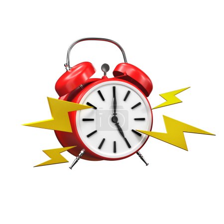 Foto de Un reloj de alarma 3d Ticking ilustración aislada sobre un fondo blanco - Imagen libre de derechos