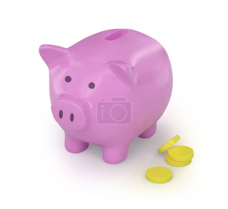 Téléchargez les photos : 3D Piggy Bank Money Safe Illustration isolé sur un fond blanc - en image libre de droit
