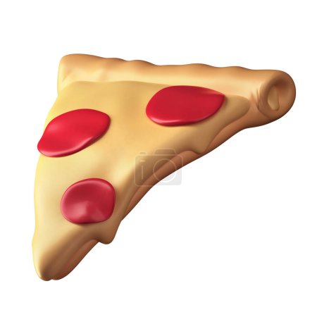 Photo for 3D Pizza Slice Illustration isolated on a white background - Royalty Free Image