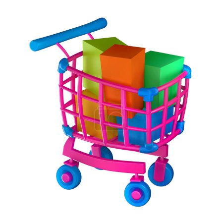 Foto de 3D Shopping Cart Ilustración aislada sobre fondo blanco - Imagen libre de derechos