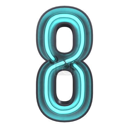 Photo for A 3D 8 Neon Number isolated on a white background - Royalty Free Image
