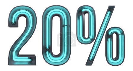 Photo for A 3D 20% Neon Number isolated on a white background - Royalty Free Image