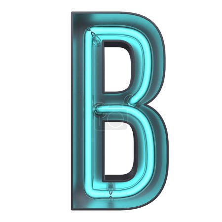 Téléchargez les photos : A 3D B Lettre alphabet néon Illustration Isolé sur fond blanc - en image libre de droit