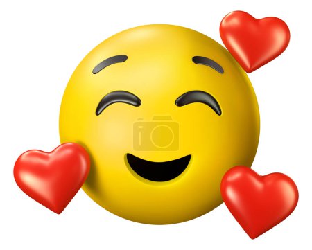 Photo for Emoji in love 3d illustration isolated on a white background - Royalty Free Image