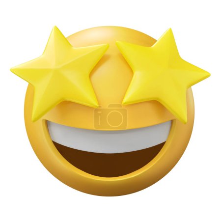 Téléchargez les photos : Illustration 3D Emoji Star Face isolée sur fond blanc - en image libre de droit