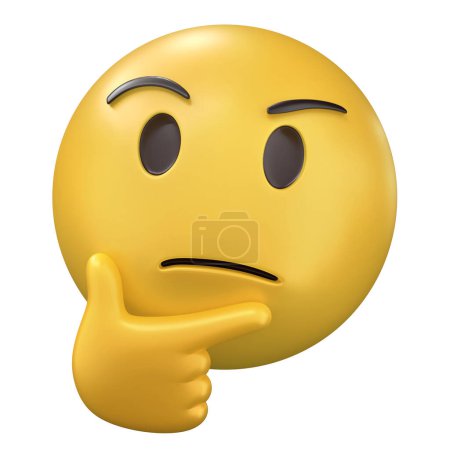 Photo for Emoji Thinking 3D illustration isolated on a white background - Royalty Free Image
