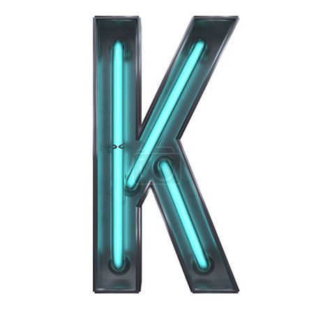 Foto de Una ilustración 3D de neón K Letter aislada sobre un fondo blanco - Imagen libre de derechos