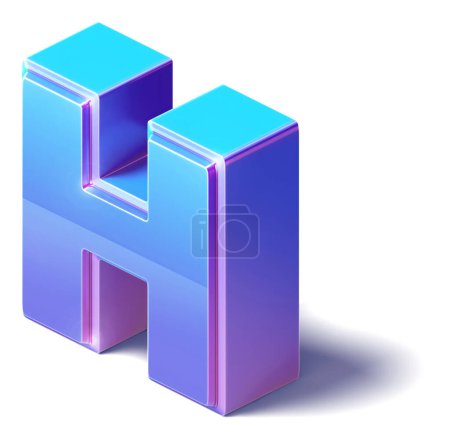 Téléchargez les photos : Une lettre 3D H isométrique Illustration de l'alphabet isolé sur un fond blanc - en image libre de droit