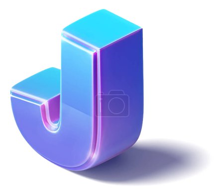Photo for A 3D J Letter isometric Alphabet illustration isolated on a white background - Royalty Free Image