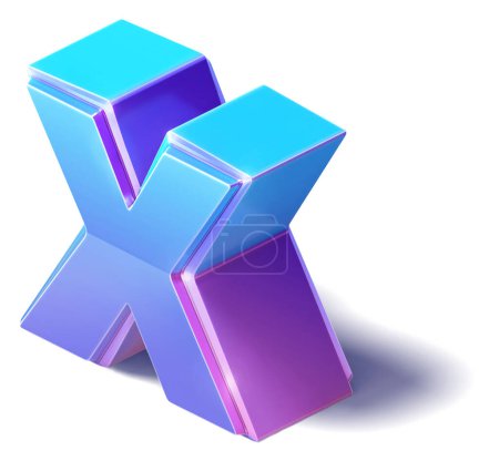 Téléchargez les photos : Illustration isométrique de l'alphabet 3D X Letter isolée sur fond blanc - en image libre de droit