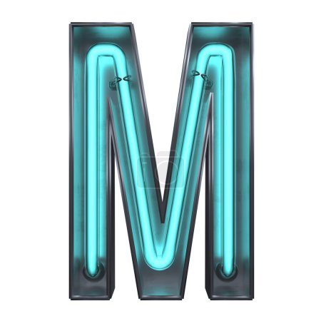 Photo for An 3D M Neon Letter Alphabet Illustration isolated on a white background - Royalty Free Image