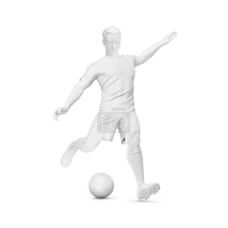 Photo for A Blank image of Men's Full Soccer Kit in Action Mockup - Open Stub - Half Side View isolated on a white background - Royalty Free Image