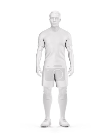 Photo for A Blank image of Mens Full Soccer Kit Mockup Half Side V-Neck isolated on a white background - Royalty Free Image