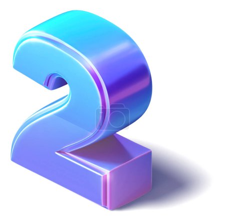 Photo for A Illustration of Number 2 isometric 3D isolated on a white background - Royalty Free Image