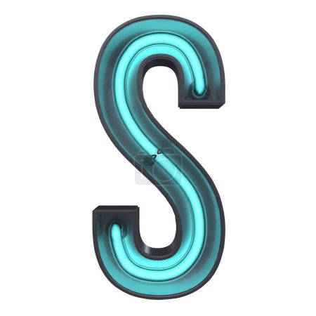 Photo for A 3D S Letter Neon Illustration isolated on a white background - Royalty Free Image