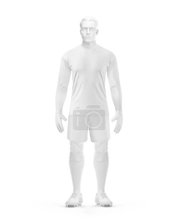 Foto de Una vista frontal del portero de fútbol en blanco con una ilustración de cuello redondo aislada sobre un fondo blanco - Imagen libre de derechos