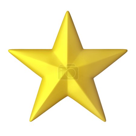 Foto de Una Ilustración de Estrella Amarilla 3D aislada sobre un fondo blanco - Imagen libre de derechos