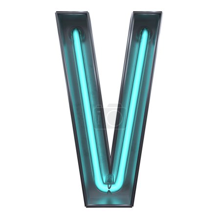 Photo for A 3D V Neon Letter Illustration isolated on a white background - Royalty Free Image