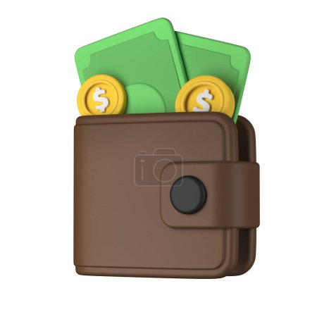 Photo for A 3D Wallet Illustration isolated on a white background - Royalty Free Image