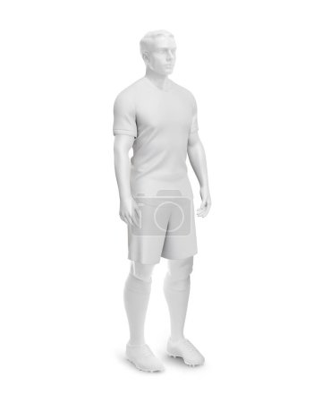 Téléchargez les photos : Un uniforme de football masculin blanc demi-vue latérale Illustration isolée sur un fond blanc - en image libre de droit