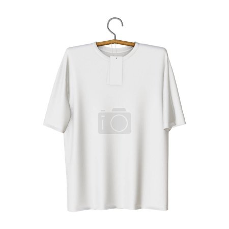 Téléchargez les photos : Une chemise blanche vierge sur un mannequin de cintre isolé sur un fond blanc - en image libre de droit