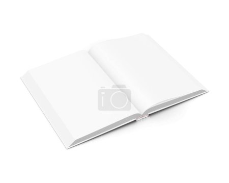 Foto de Un blanco abierto tapa dura libro burla aislado sobre un fondo blanco - Imagen libre de derechos