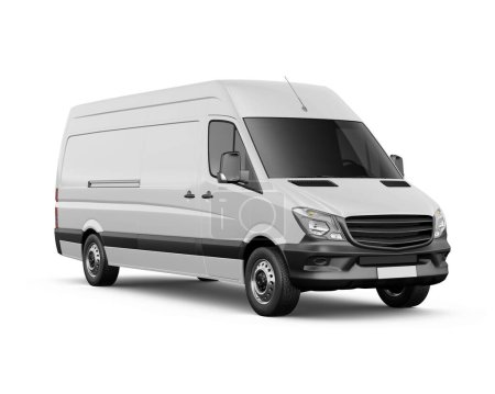 Photo for A blank White Panel Van Mockup isolated on white background - Royalty Free Image