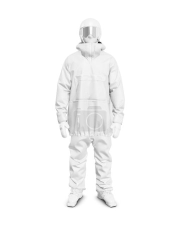 Photo for A blank White Skier Full Kit Mockup isolated on a white background - Royalty Free Image