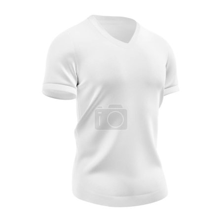 Téléchargez les photos : T-shirt maillot de foot blanc Mockup - Vue demi-côté isolé sur un fond blanc - en image libre de droit