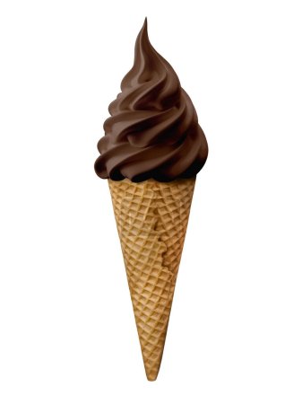 Foto de Un helado de chocolate con un cono de oblea aislado sobre un fondo blanco - Imagen libre de derechos