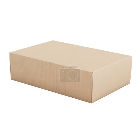 Foto de Una imagen de una caja de cartón ondulado marrón aislada sobre un fondo blanco - Imagen libre de derechos