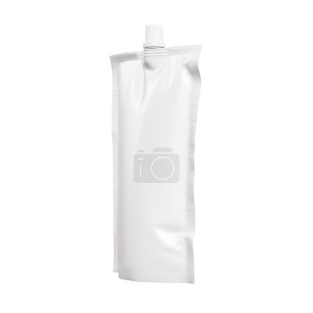 Téléchargez les photos : Un emballage doypack blanc isolé sur fond blanc - en image libre de droit