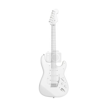 Téléchargez les photos : Une guitare électrique blanche isolée sur fond blanc - en image libre de droit