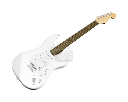 Foto de Una guitarra eléctrica blanca aislada sobre un fondo blanco - Imagen libre de derechos