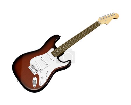 Téléchargez les photos : Une guitare électrique colorée isolée sur fond blanc - en image libre de droit