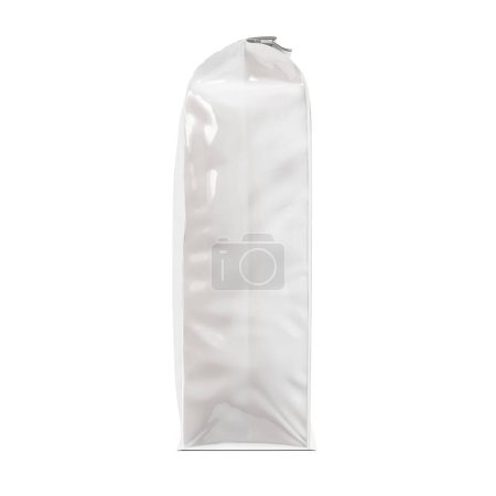 Foto de Una bolsa de café blanca aislada sobre un fondo en blanco - Imagen libre de derechos