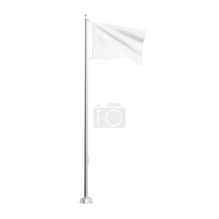Foto de Un asta de bandera blanca aislada sobre un fondo blanco - Imagen libre de derechos
